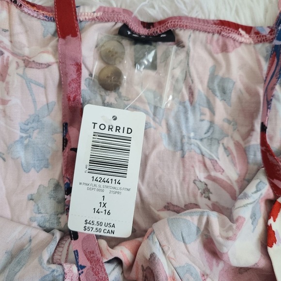 Torrid Floral Pink Challis Seamed Cami NWT Size 1X - Picture 8 of 10